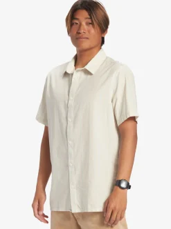 Outlet Quiksilver Pacific Stripe Short Sleeve Woven Shirt Birch Pacific Stripe