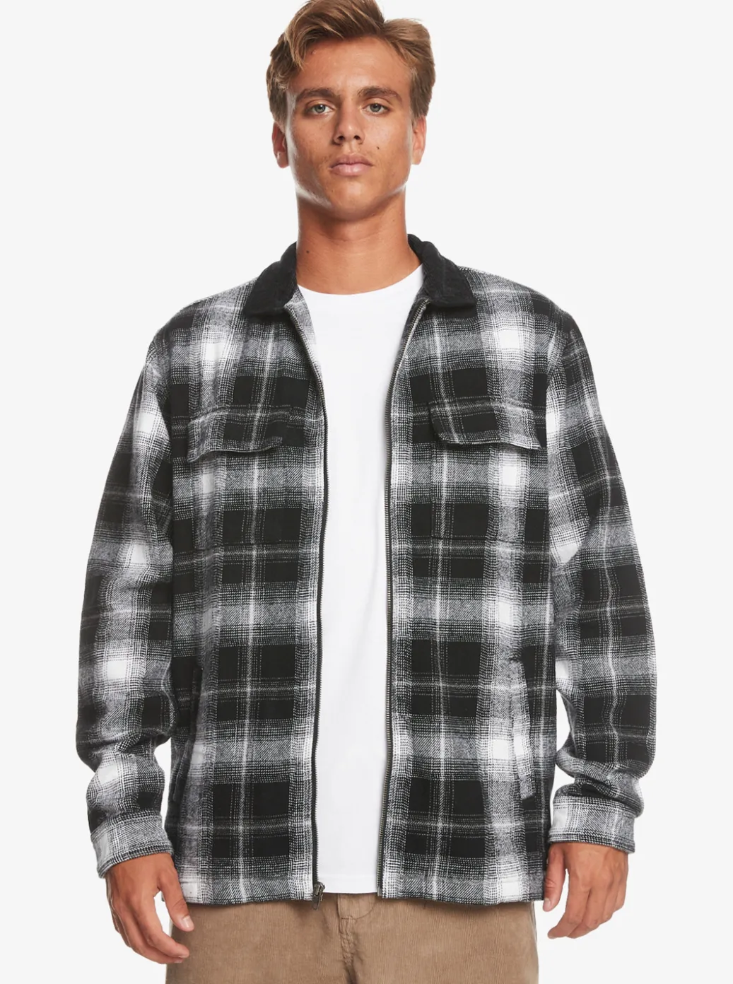 Cheap Quiksilver Quarrywood Flannel Long Sleeve Overshirt Black Quarrywood