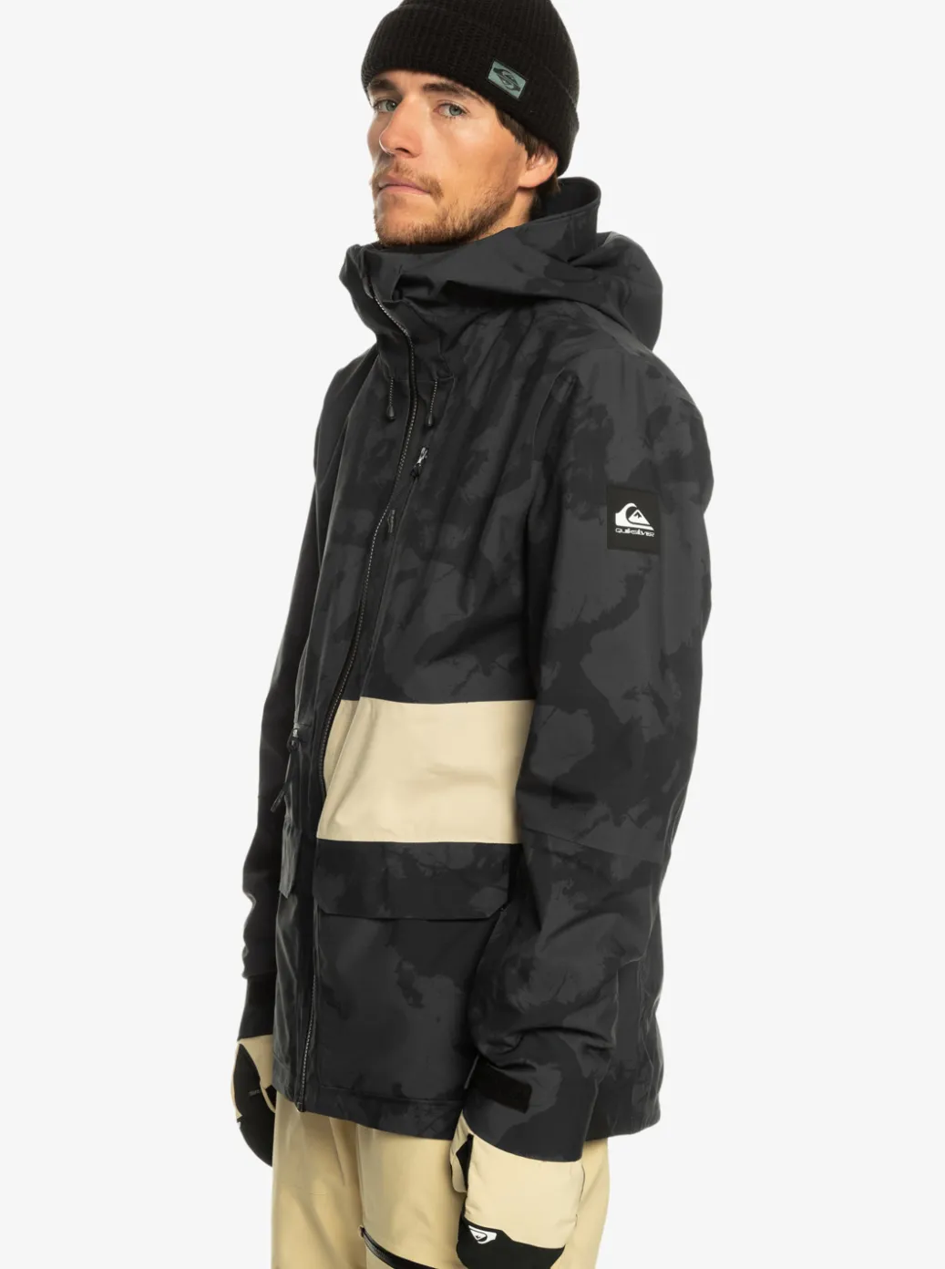 New Quiksilver Sammy Carlson Stretch Quest Technical Snow Jacket Tie Dye True Black
