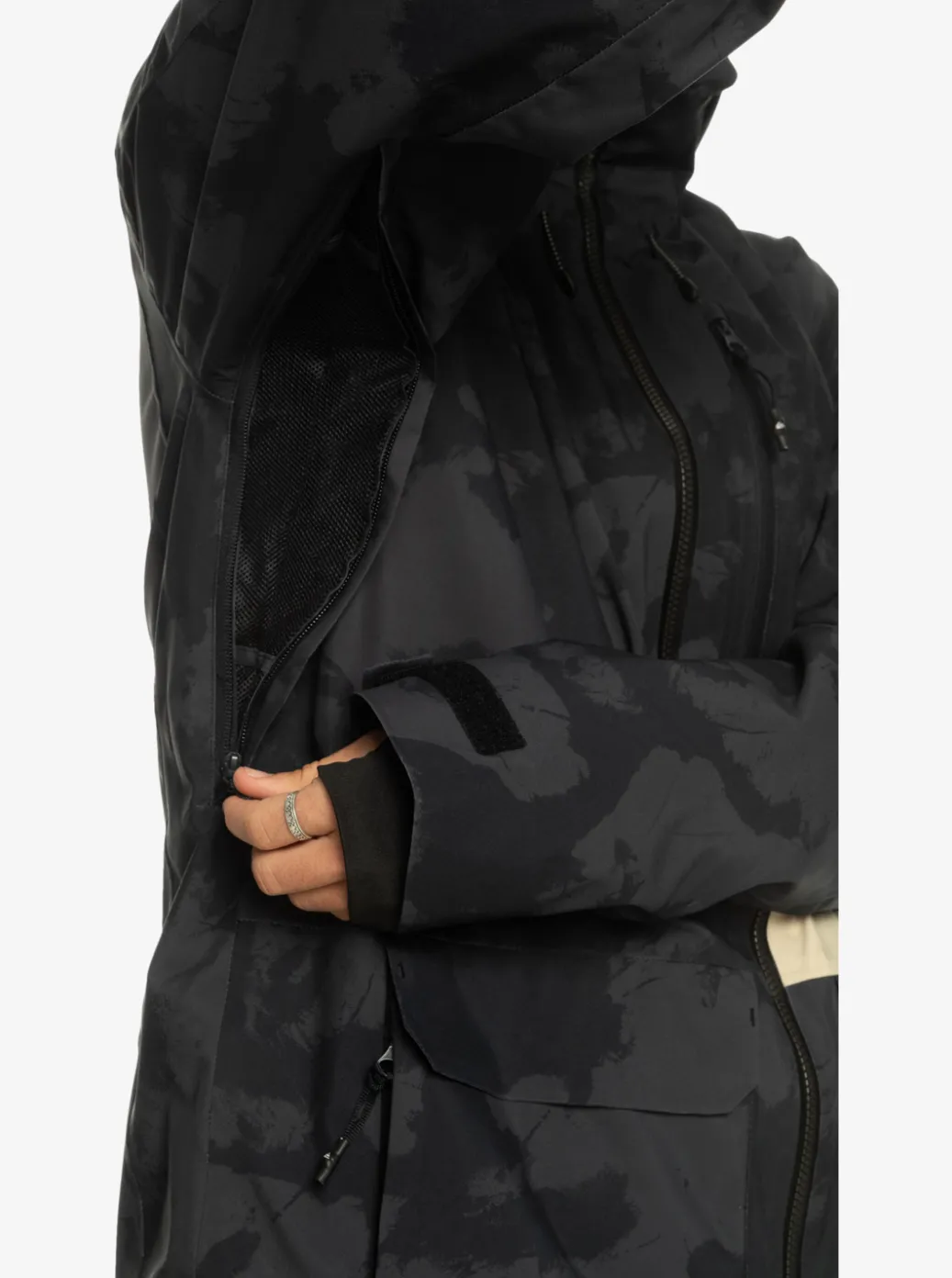 New Quiksilver Sammy Carlson Stretch Quest Technical Snow Jacket Tie Dye True Black
