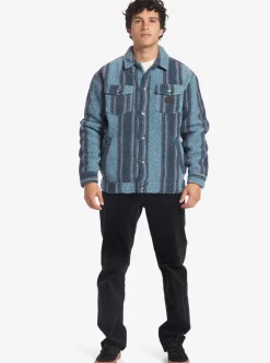 Discount Quiksilver Sherpa Fleece Overshirt Aegean Blue Sherpa Shirt