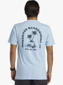 Hot Quiksilver Skull Island T-Shirt Clear Sky
