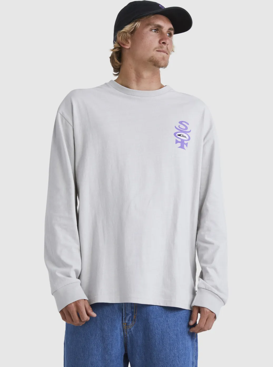 Best Quiksilver Stretch Long Sleeve T-Shirt Gray Violet