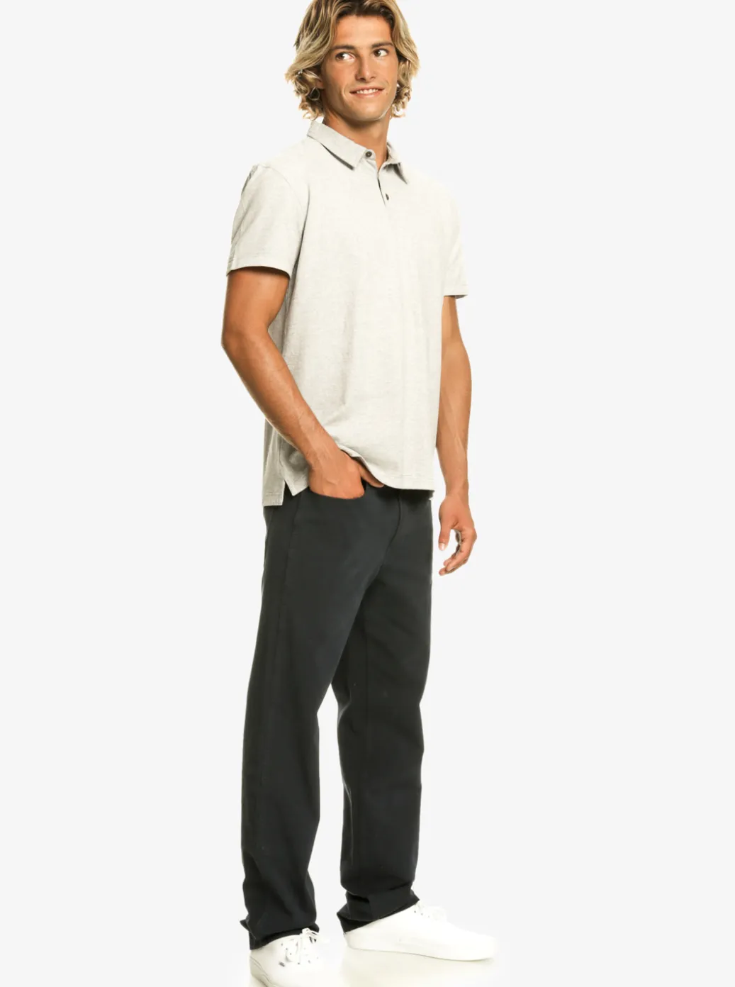 Flash Sale Quiksilver Sunset Cruise Short Sleeve Polo Shirt Light Grey Heather