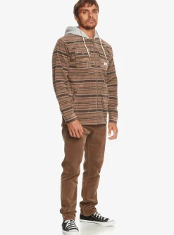 Sale Quiksilver Super Swell Zip-Up Hoodie Major Brown Super Swell Plaid