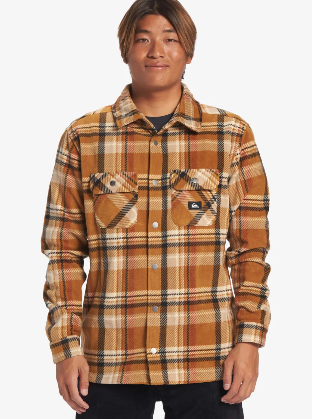Best Sale Quiksilver Surf Days Long Sleeve Fleece Shirt Bone Brown Surf Days