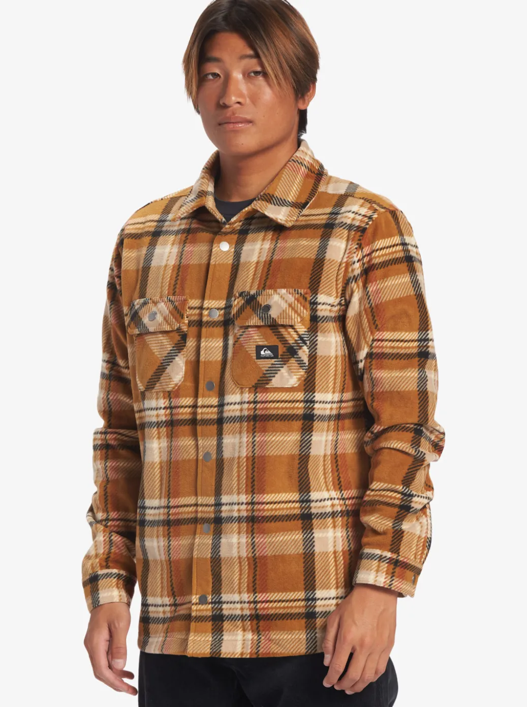 Best Sale Quiksilver Surf Days Long Sleeve Fleece Shirt Bone Brown Surf Days