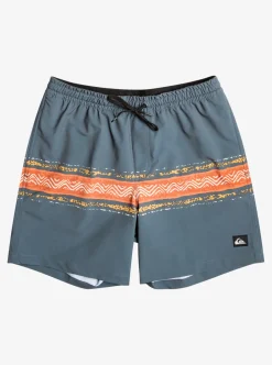 Discount Quiksilver Surfsilk Mesa Stripe 17" Volleys Dark Slate