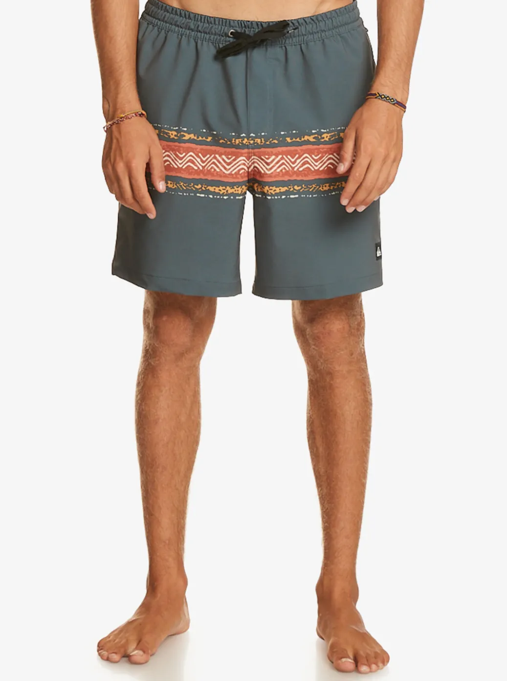 Discount Quiksilver Surfsilk Mesa Stripe 17" Volleys Dark Slate