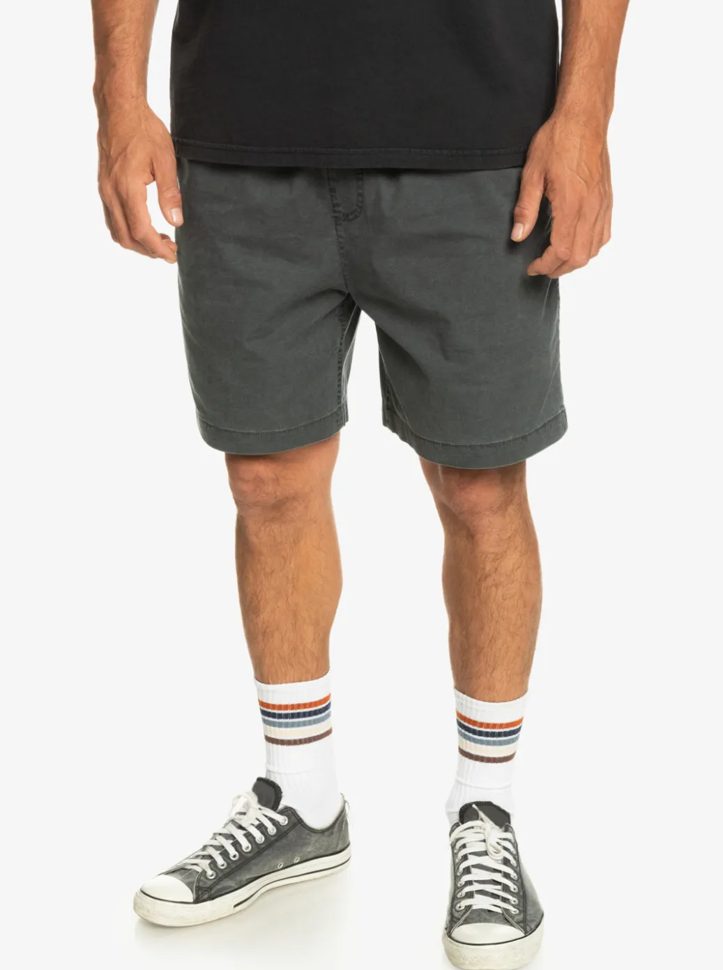 Best Quiksilver Taxer Elastic Waist Shorts Black