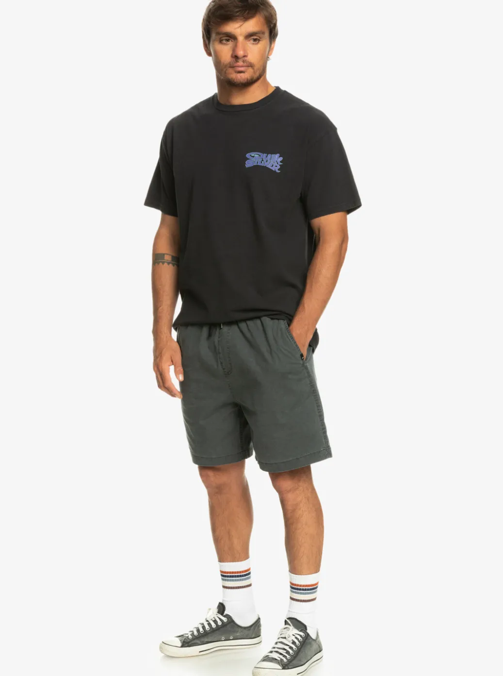 Best Quiksilver Taxer Elastic Waist Shorts Black