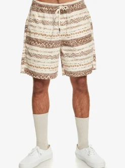 Shop Quiksilver Taxer Print Elastic Waist Shorts Birch Playa Mesa