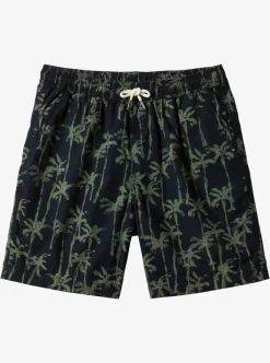 Store Quiksilver Taxer Print Elastic Waist Shorts Laurel Wreath Painted Palms