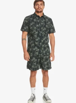 Store Quiksilver Taxer Print Elastic Waist Shorts Laurel Wreath Painted Palms