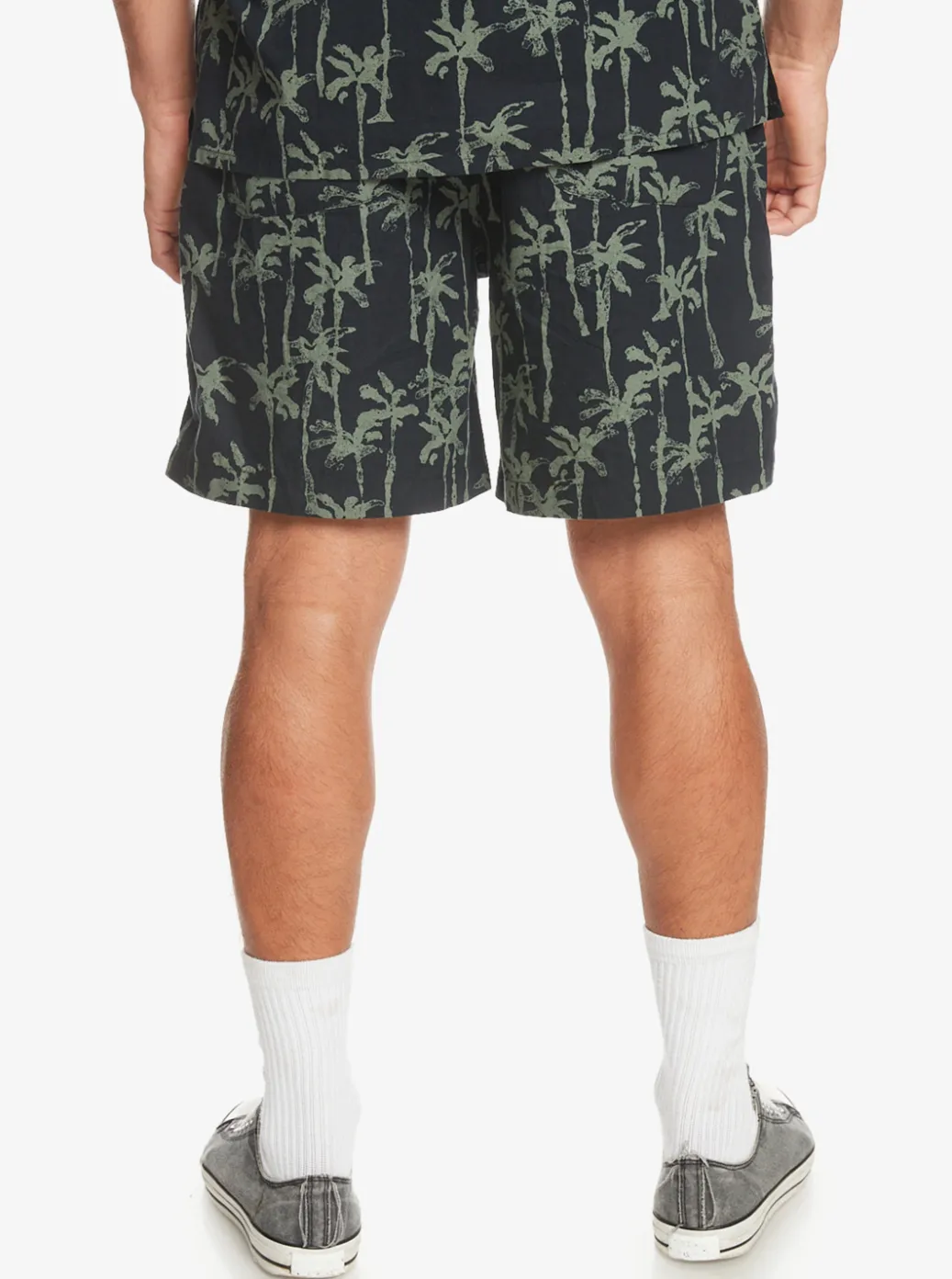 Store Quiksilver Taxer Print Elastic Waist Shorts Laurel Wreath Painted Palms