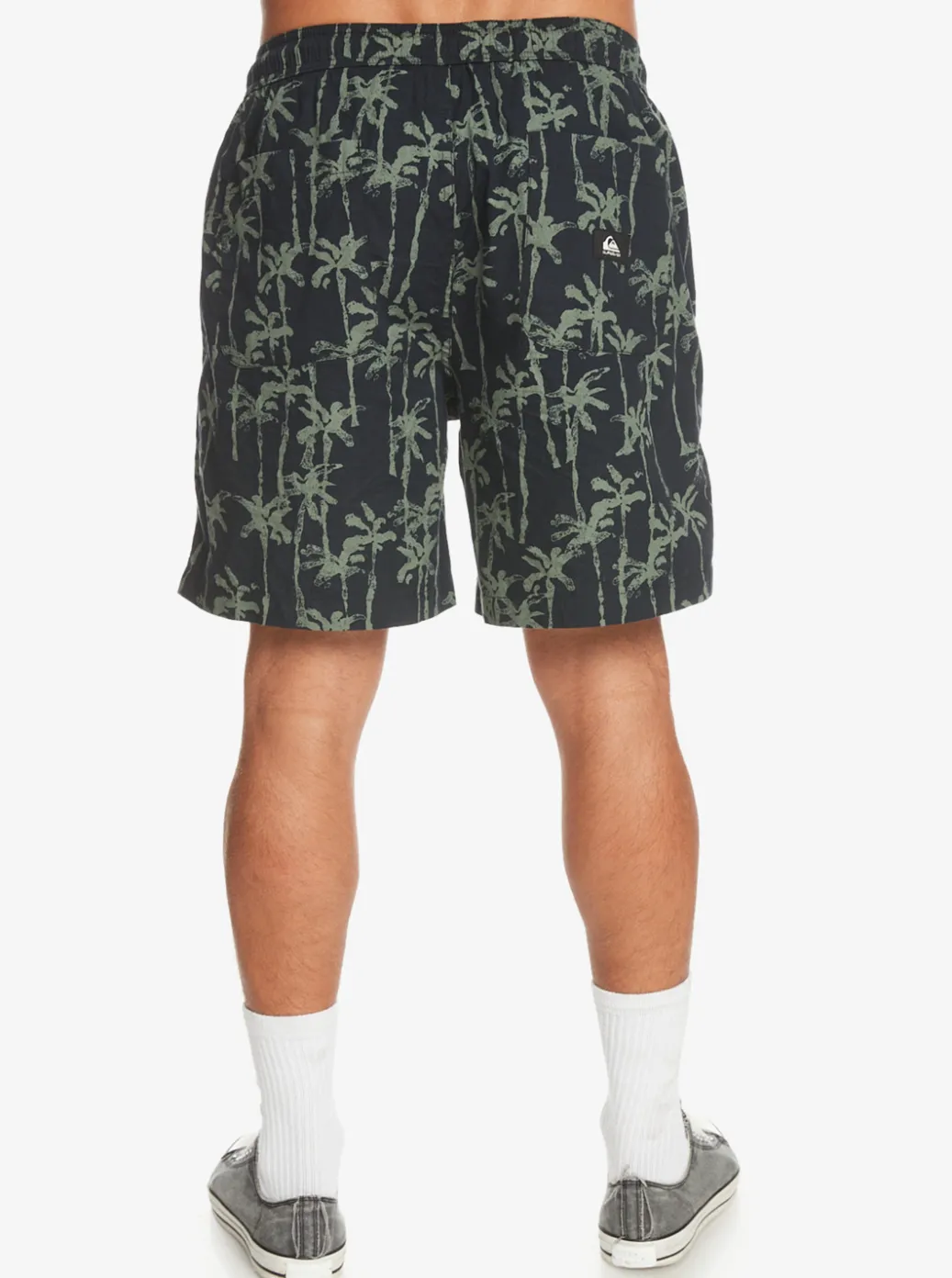 Store Quiksilver Taxer Print Elastic Waist Shorts Laurel Wreath Painted Palms