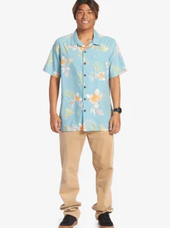 Cheap Quiksilver Tropical Floral Short Sleeve Woven Shirt Reef Waters Tropical Floral Ss