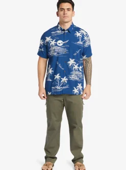 Discount Quiksilver Waterman Ahi Holiday Woven Shirt Ahi Holiday Estate Blue