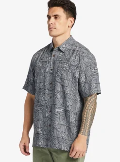Flash Sale Quiksilver Waterman Amazed Palm Woven Shirt Black Amazed Palm