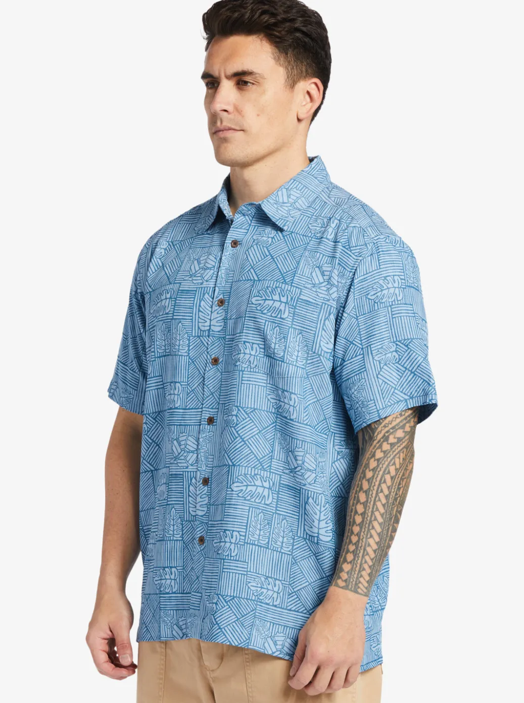 Sale Quiksilver Waterman Amazed Palm Woven Shirt Seaport Amazed Palm