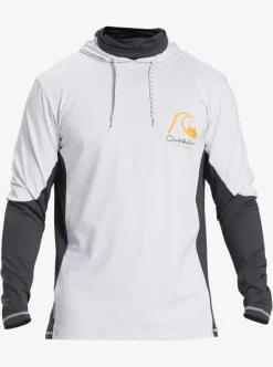 Online Quiksilver Waterman Angler Hooded Upf 50 Long Sleeve Surf Tee White
