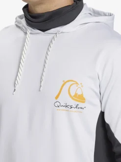 Online Quiksilver Waterman Angler Hooded Upf 50 Long Sleeve Surf Tee White