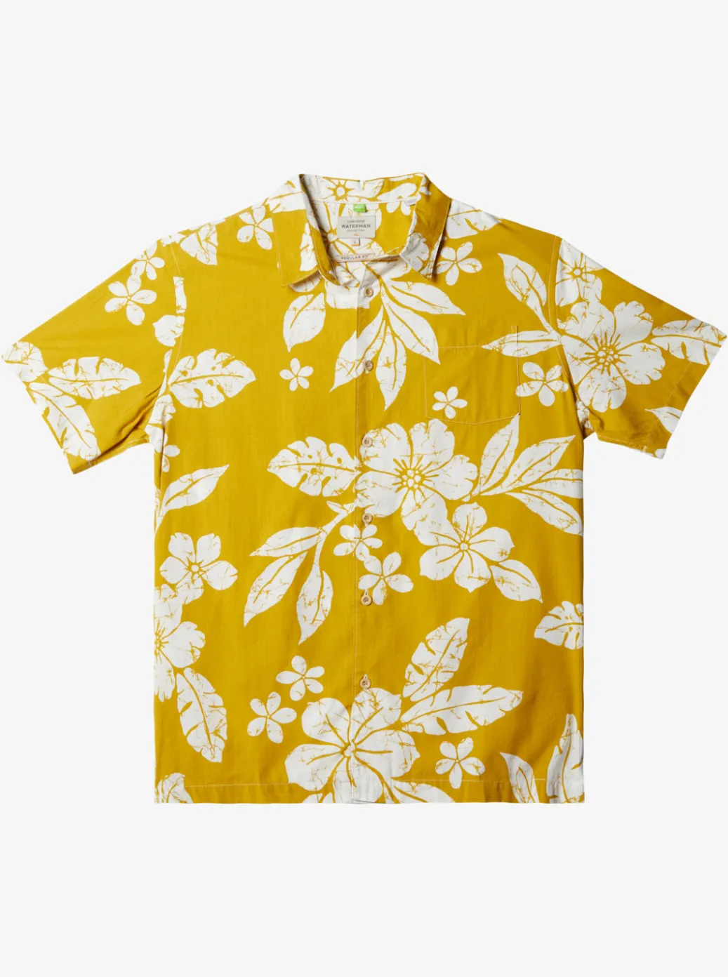 Online Quiksilver Waterman Aqua Flower Short Sleeve Shirt Oil Yeallow Aqua Flowers