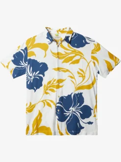 Hot Quiksilver Waterman Big Charmer Short Sleeve Shirt Antique White Big Charmer