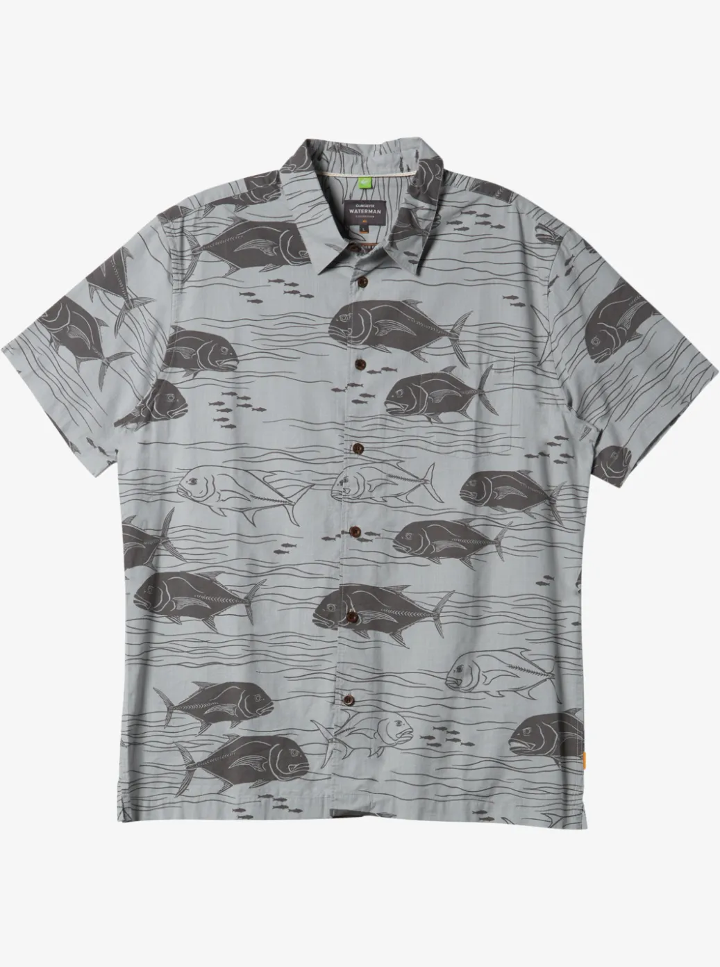 Fashion Quiksilver Waterman Dive Sites Woven Shirt Harbor Mist Dive Sites