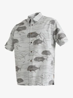 Fashion Quiksilver Waterman Dive Sites Woven Shirt Harbor Mist Dive Sites