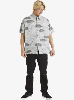 Fashion Quiksilver Waterman Dive Sites Woven Shirt Harbor Mist Dive Sites