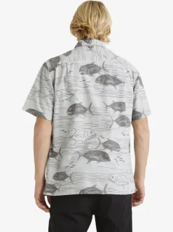 Fashion Quiksilver Waterman Dive Sites Woven Shirt Harbor Mist Dive Sites
