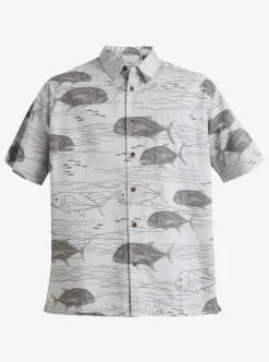Fashion Quiksilver Waterman Dive Sites Woven Shirt Harbor Mist Dive Sites