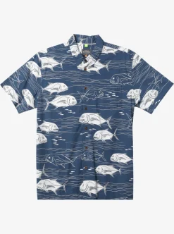 Cheap Quiksilver Waterman Dive Sites Woven Shirt Ensign Blue Dive Sites