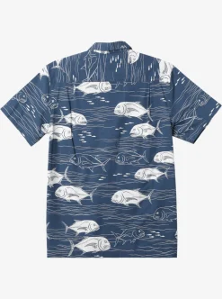 Cheap Quiksilver Waterman Dive Sites Woven Shirt Ensign Blue Dive Sites