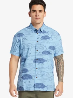 Cheap Quiksilver Waterman Dive Sites Woven Shirt Dusk Blue Dive Sites