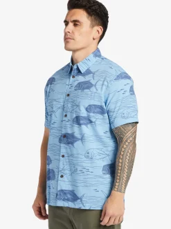 Cheap Quiksilver Waterman Dive Sites Woven Shirt Dusk Blue Dive Sites