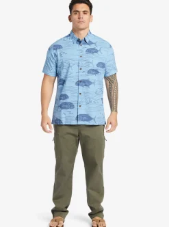 Cheap Quiksilver Waterman Dive Sites Woven Shirt Dusk Blue Dive Sites
