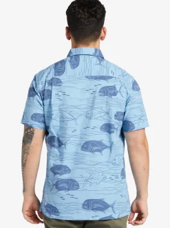 Cheap Quiksilver Waterman Dive Sites Woven Shirt Dusk Blue Dive Sites