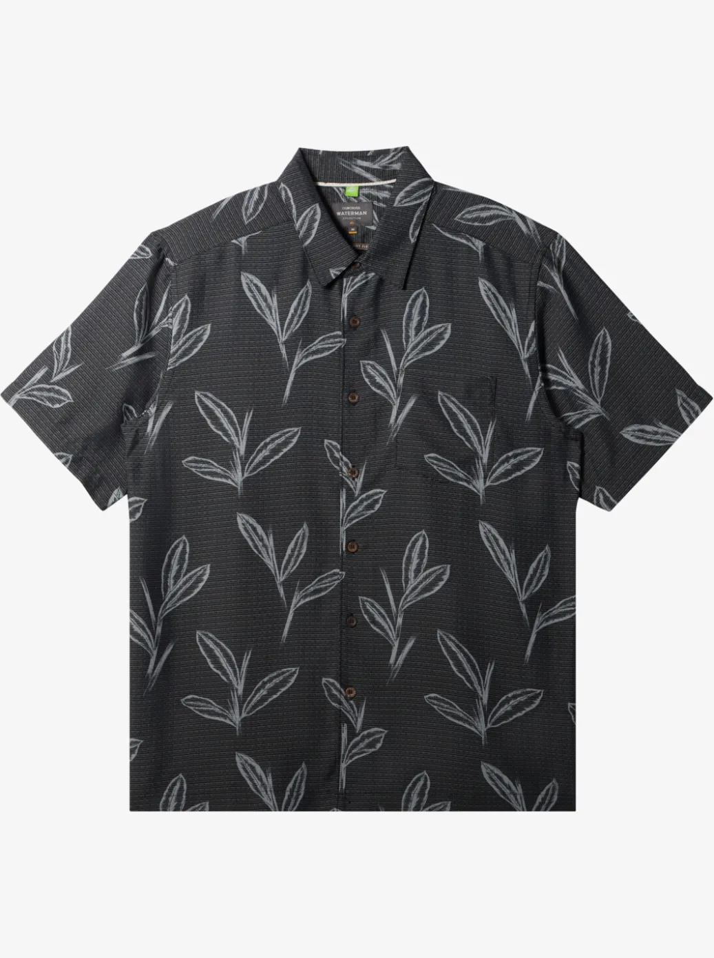Clearance Quiksilver Waterman Ginger Stalks Short Sleeve Shirt Black Ginger Stalks