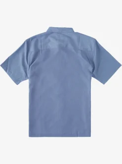 New Quiksilver Waterman Kings Cliff Short Sleeve Shirt Ensign Blue Kings Cliff