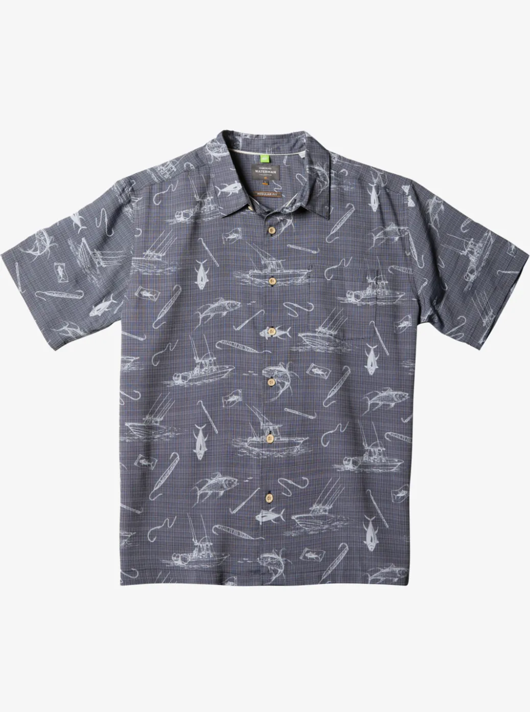 Sale Quiksilver Waterman Line Spinner Short Sleeve Shirt Black Line Spinner