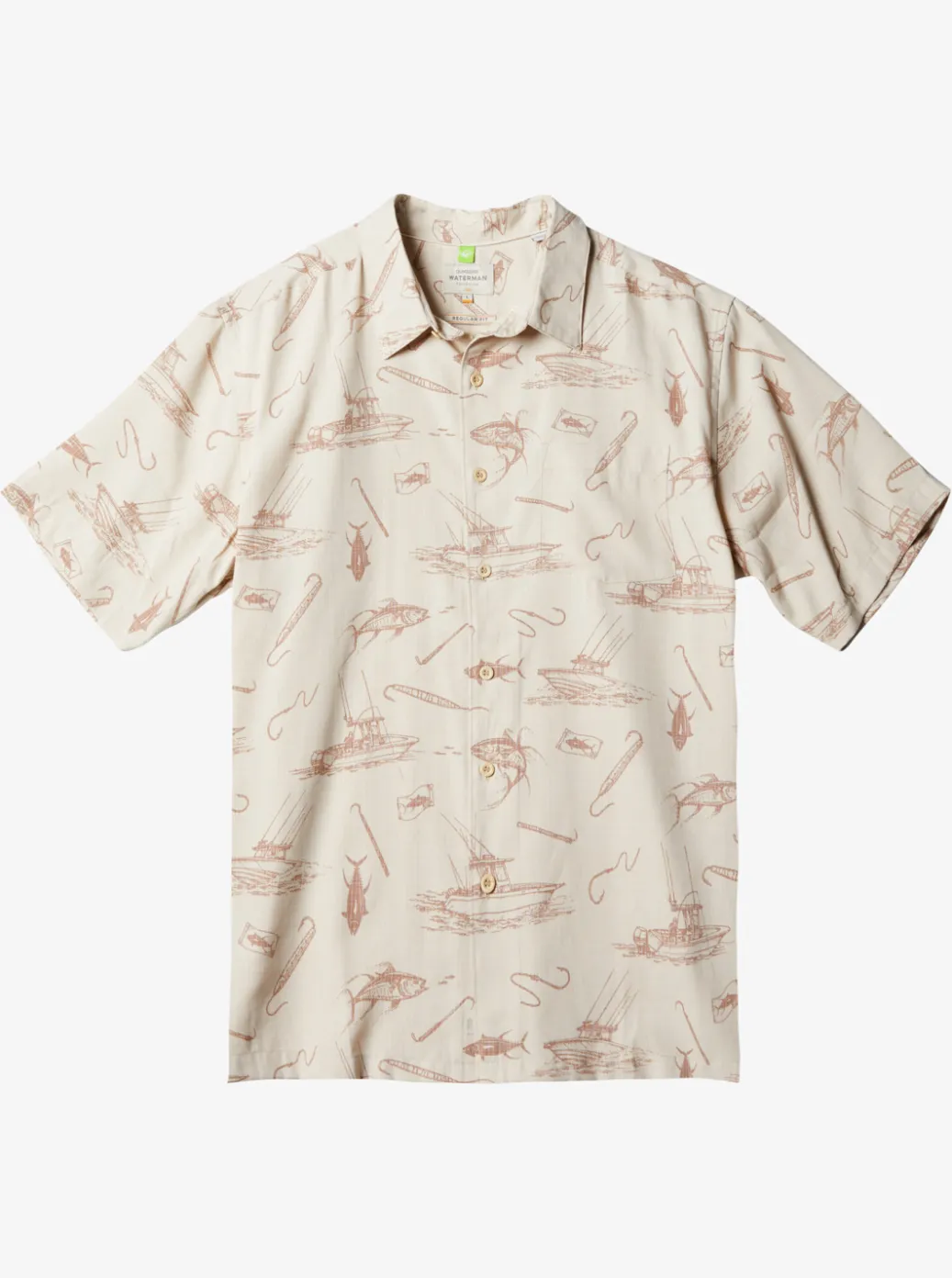 Best Quiksilver Waterman Line Spinner Short Sleeve Shirt Brown Rice Line Spinner