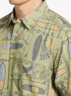 Best Sale Quiksilver Waterman Long Boards Woven Shirt Tea Longboards