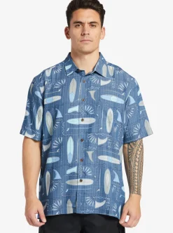Cheap Quiksilver Waterman Long Boards Woven Shirt Longboards Ensign Blue