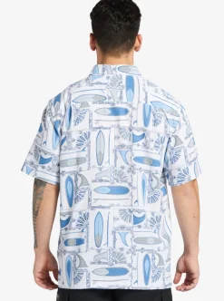 Clearance Quiksilver Waterman Long Boards Woven Shirt White Longboards