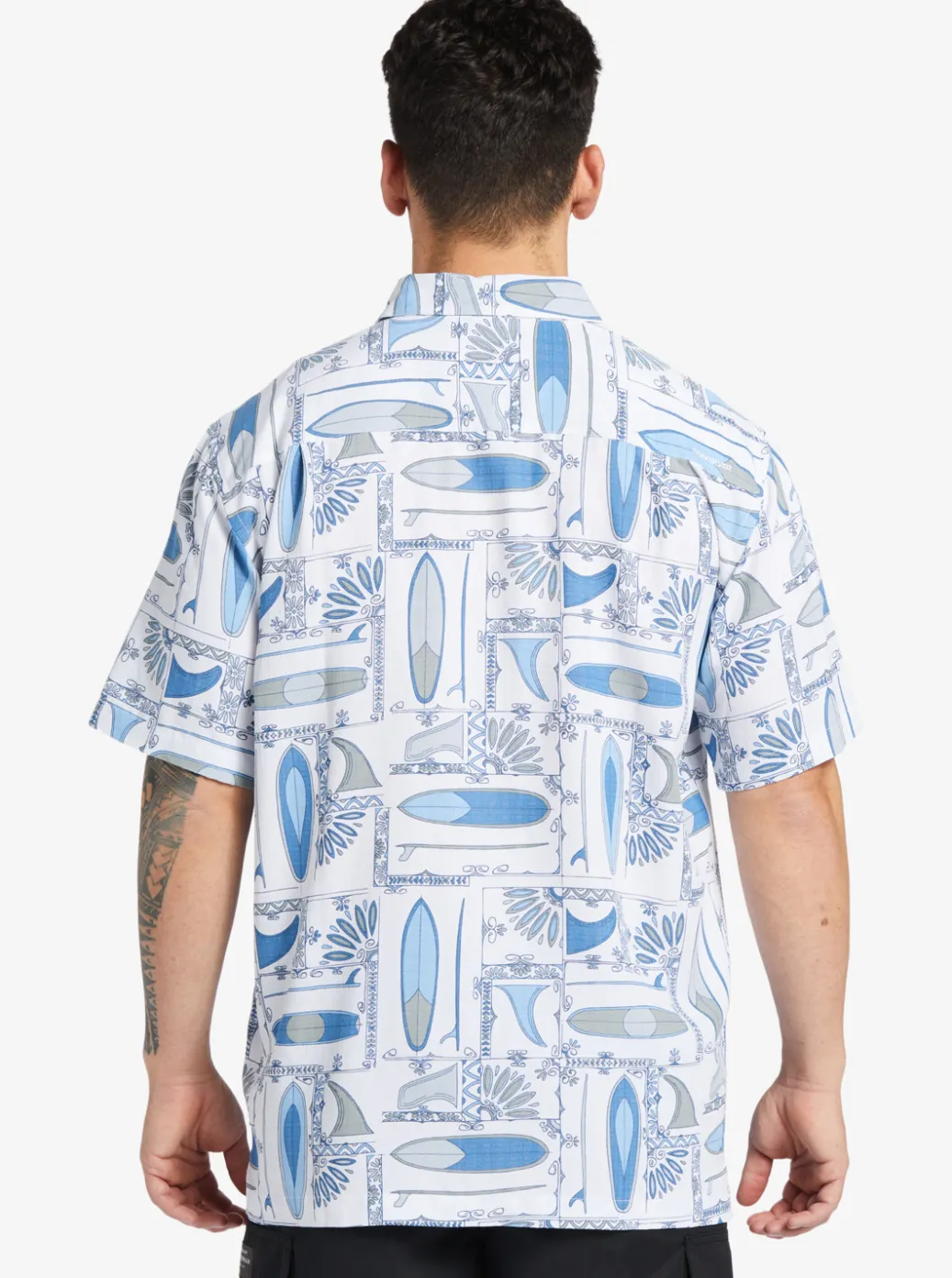 Clearance Quiksilver Waterman Long Boards Woven Shirt White Longboards