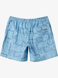 Discount Quiksilver Waterman Longboard Volley 17" Elastic Waist Shorts Dusk Blue Longboard