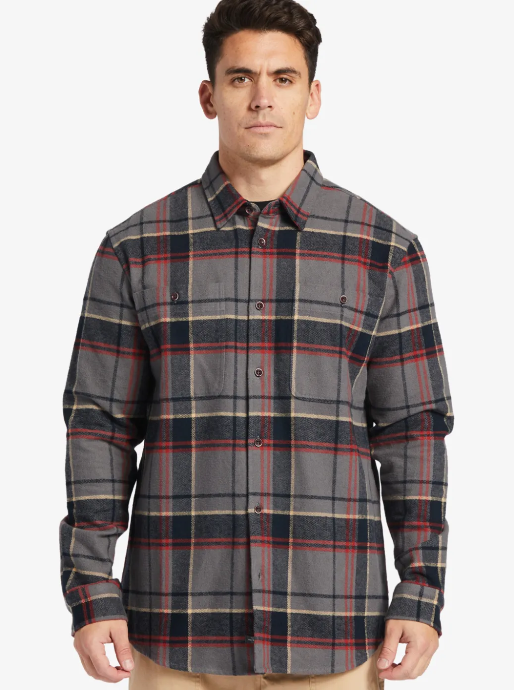 Store Quiksilver Waterman Lower Ridge Flannel Long Sleeve Top Granite Grey Lower Ridge
