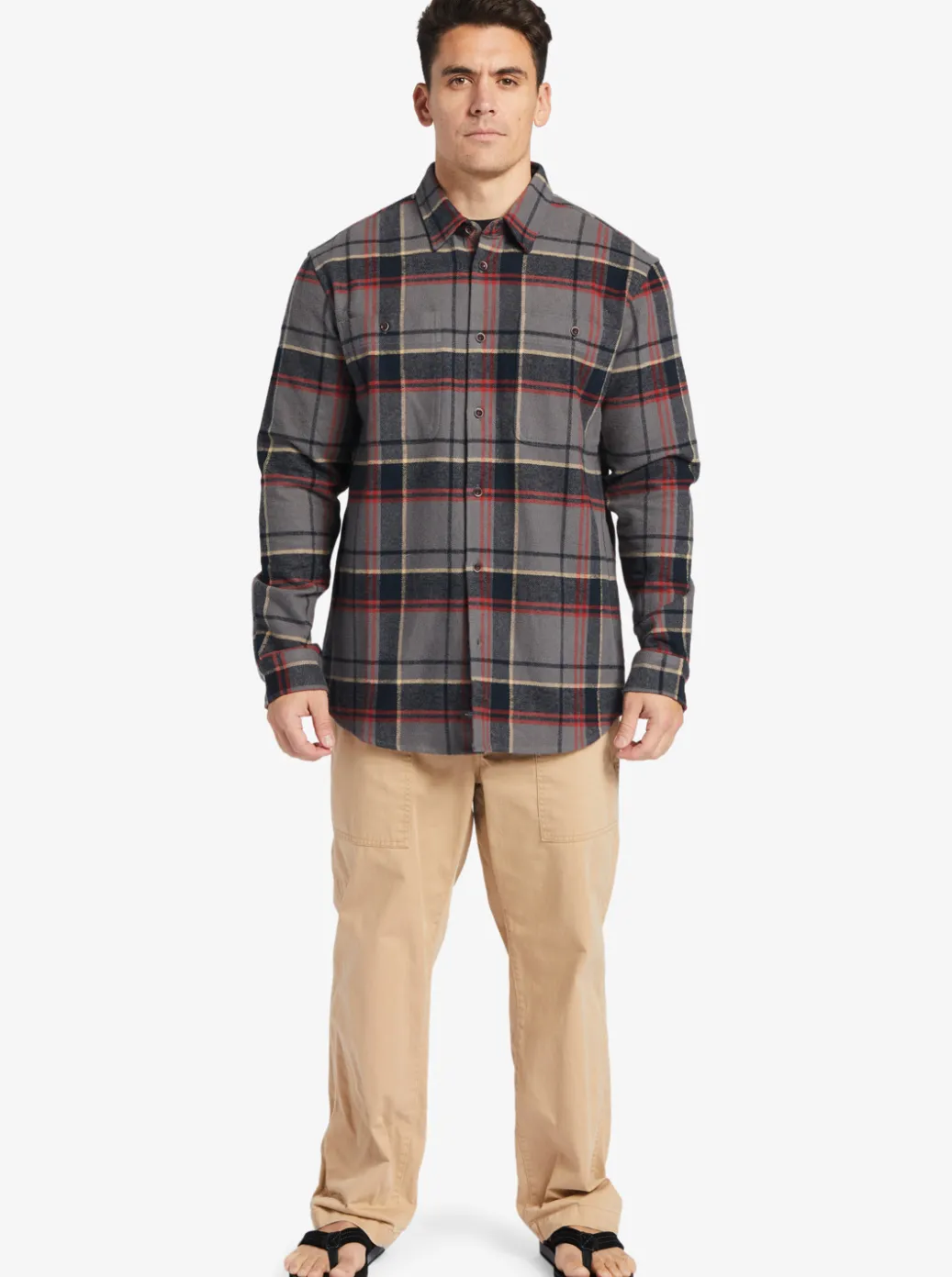 Store Quiksilver Waterman Lower Ridge Flannel Long Sleeve Top Granite Grey Lower Ridge